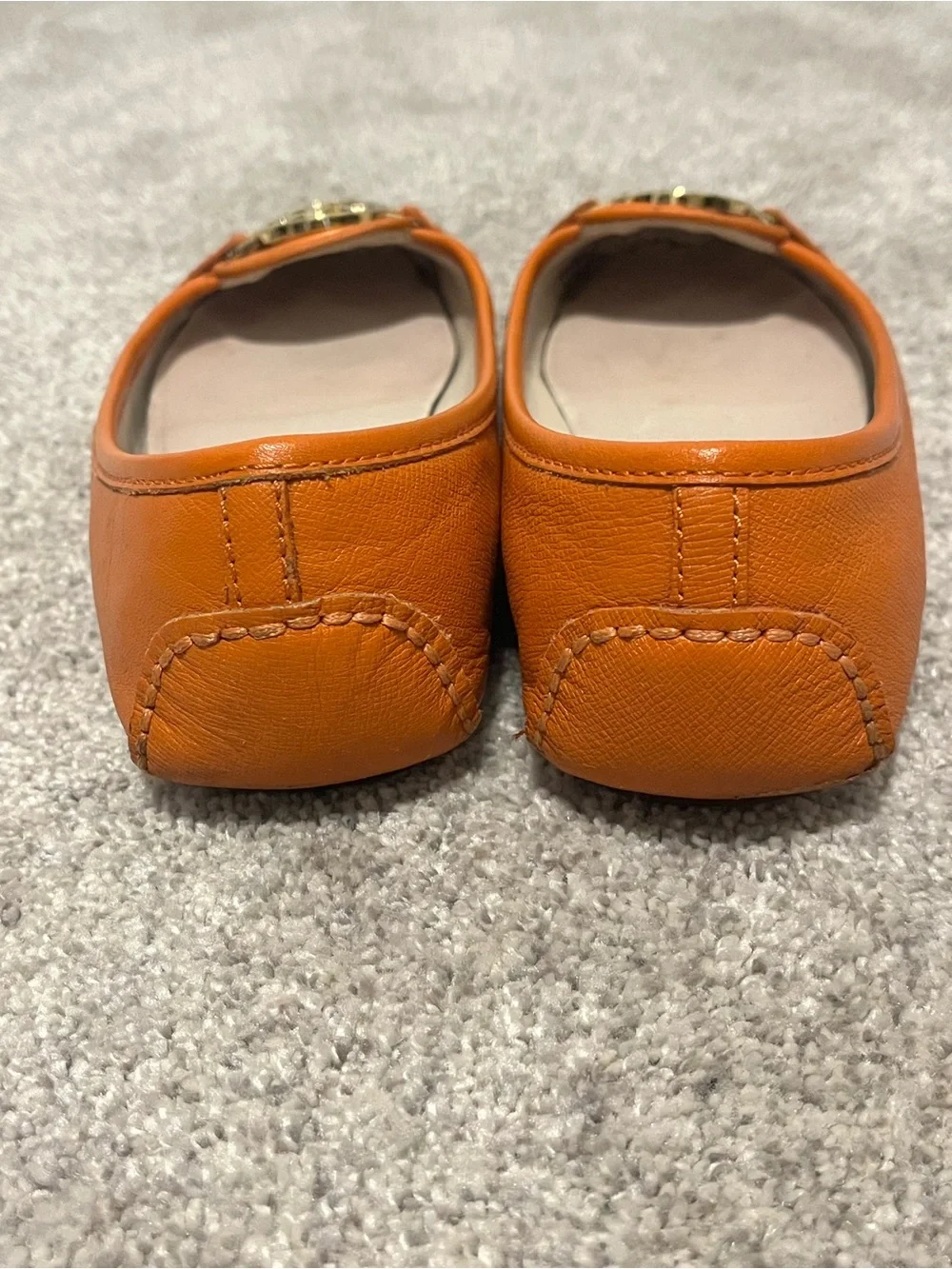 Michael Kors Orange Leather MK Logo Ballet Flats